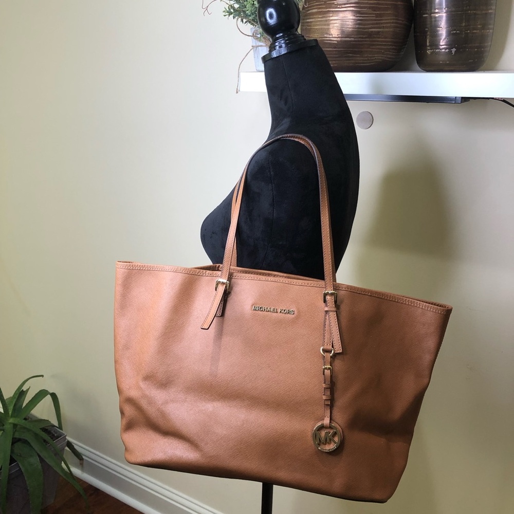Michael Kors Cognac Brown Large Tote Bag w/ Gold Hardware